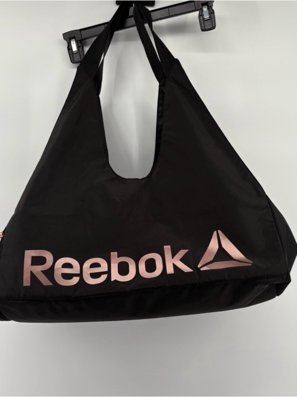 Reebok Black Travel Tote with Rose Gold Metallic Logo